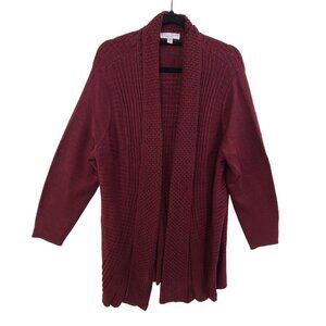 *Rebecca Malone Women's Open Duster Cardigan Sweater Burdandy Size 1X